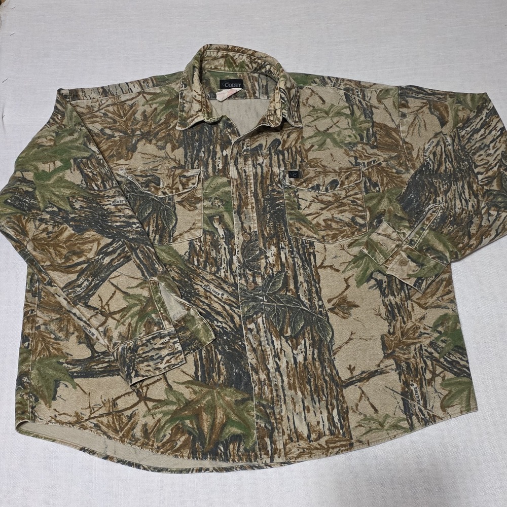 Codet Men's Vintage 100% Cotton Camo Button Down Shirt 2XL